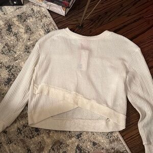 White Textured Long Sleeve Sweater